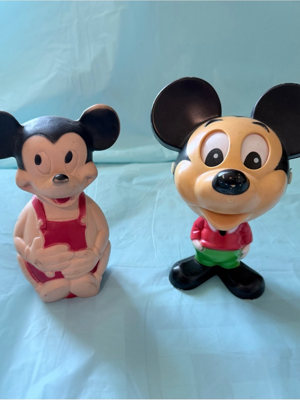 Vintage Disney Mickey Mouse Figures in Black, Red, Green and Cream